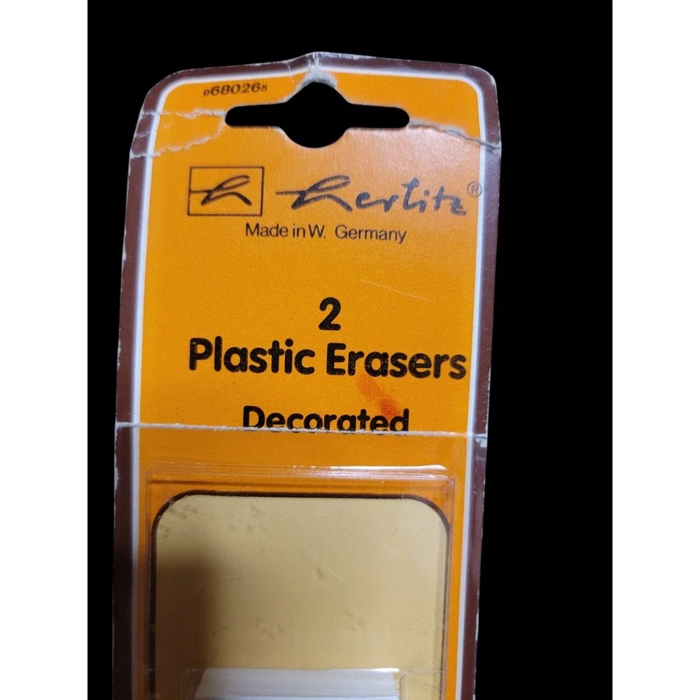 Vintage NIB New W Germany Plastic Erasers 2 Two